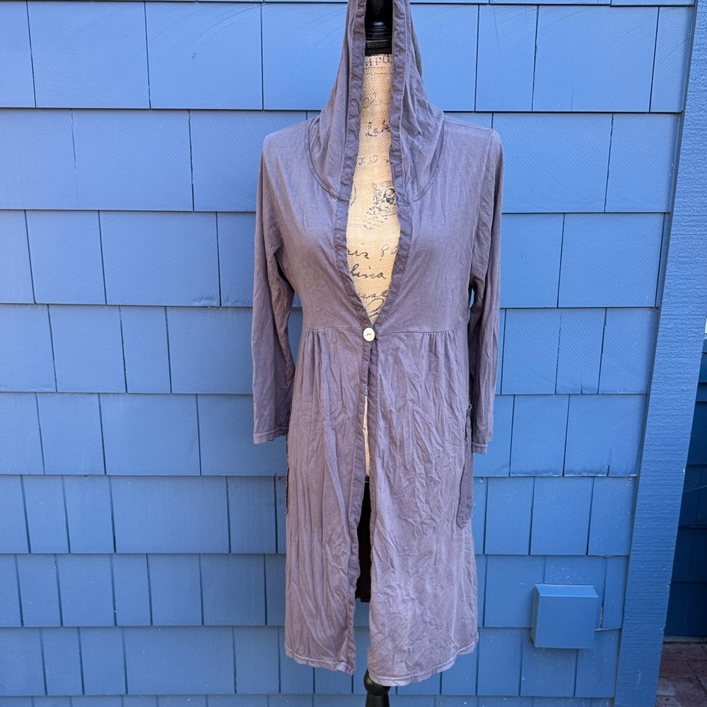 Coin 1804 thin light Women's Gray Hooded Cardigan one button